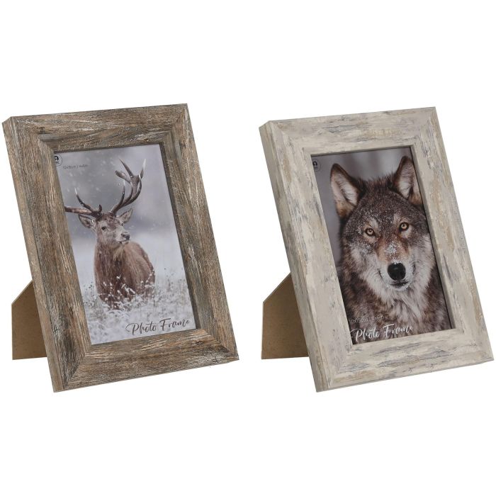 DKD Home Decor Marco de Fotos 10x15 cm Estilo Scandi Blanco Natural, Fabricado en PS y Cristal, Dimensiones 14.5 x 2 x 20 cm (Pack de 2)