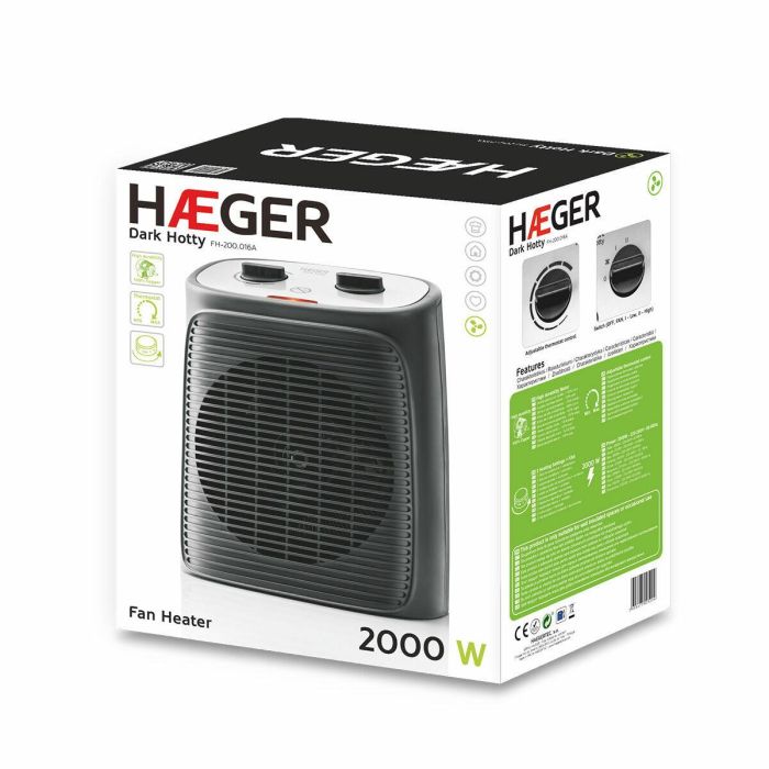 Termoventilador Portátil Haeger FH-200.016A 2000 W Negro Blanco 1