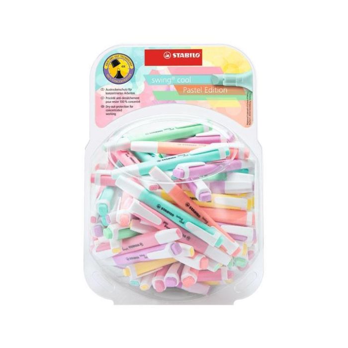Stabilo Marcador Fluorescente Swing Cool Pastel 6 Colores Surtidos Bombonera 100 Ud Stabilo Marcador Fluorescente Swing Cool Pastel 6 Colores Surtidos Bombonera 100 Ud