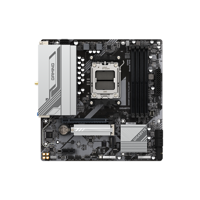 GIGABYTE B650M GAMING PLUS WIFI Placa base - Procesadores AMD Ryzen 9000, VRM de 5+2+2 fases, hasta 8000 MHz DDR5, 2xPCIe 4.0 M.2, LAN 2.5GbE, WIFI 6E, USB 3.2 Gen 1 1 GIGABYTE B650M GAMING PLUS WIFI Placa base - Procesadores AMD Ryzen 9000, VRM de 5+2+2 fases, hasta 8000 MHz DDR5, 2xPCIe 4.0 M.2, LAN 2.5GbE, WIFI 6E, USB 3.2 Gen 1 1