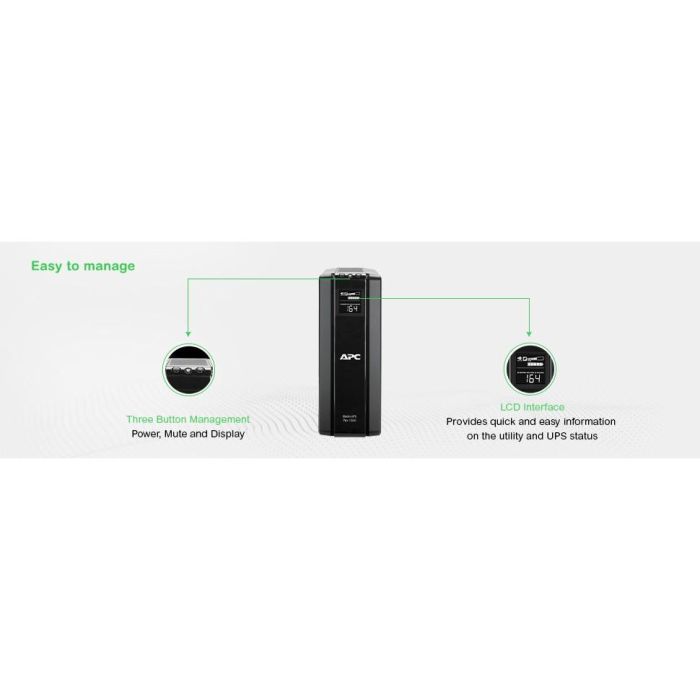 APC BR1500G-GR Back-UPS Pro 1500VA/865W Power Saving Line Interactive UPS - Onda Senoidal, 6 Salidas Tipo F 5 APC BR1500G-GR Back-UPS Pro 1500VA/865W Power Saving Line Interactive UPS - Onda Senoidal, 6 Salidas Tipo F 5