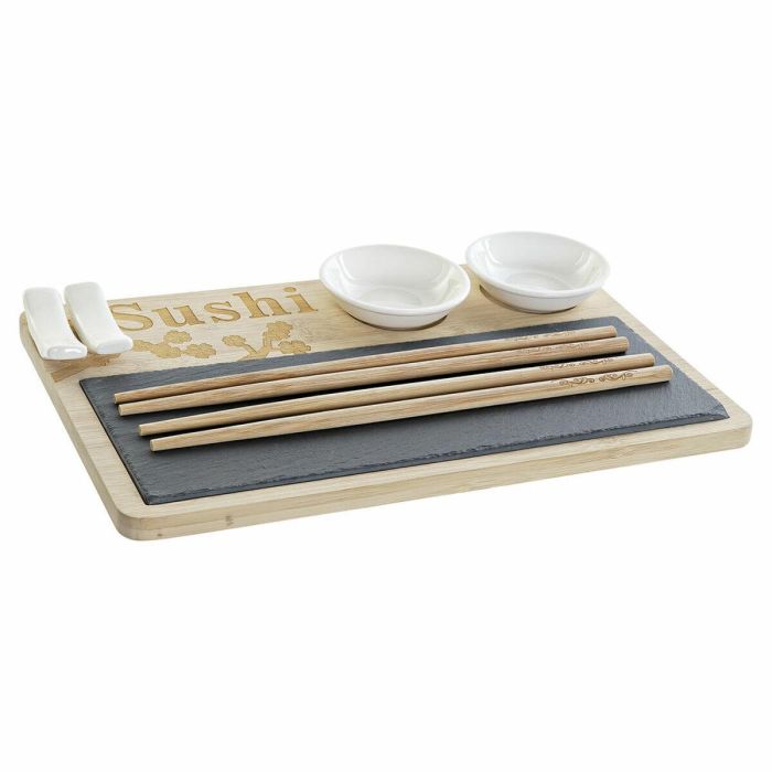 Sushi Oriental DKD Home Decor Natural Negro 18.5 x 2.6 x 28.5 cm Set de 9