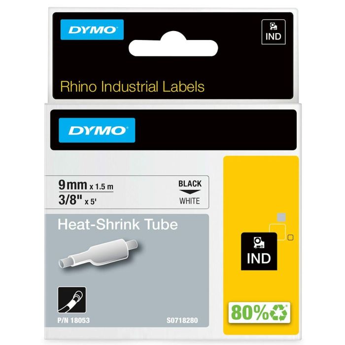 DYMO RHINO Cinta ID1-9 Negro/blanco tubo termorretractil 2 DYMO RHINO Cinta ID1-9 Negro/blanco tubo termorretractil 2