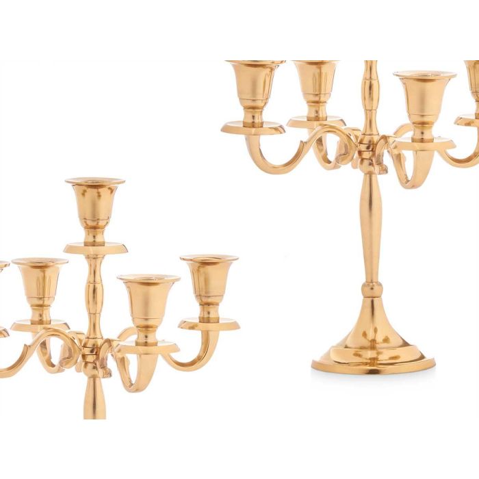Candelabro 5 Velas Dorado 28,5Cm Giftdecor (4 Unidades) 2 Candelabro 5 Velas Dorado 28,5Cm Giftdecor (4 Unidades) 2