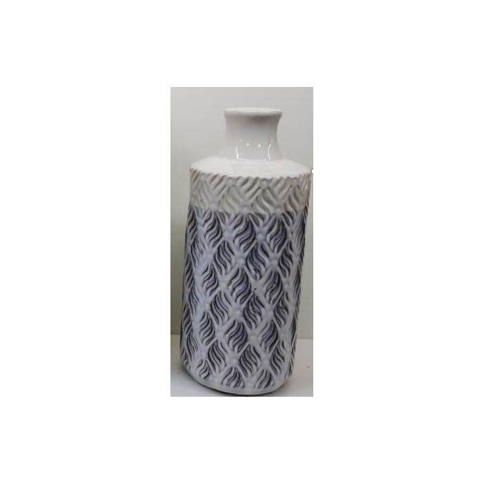 DKD Home Decor Jarrón Mediterráneo de Porcelana Bicolor Azul 13x13x31 cm