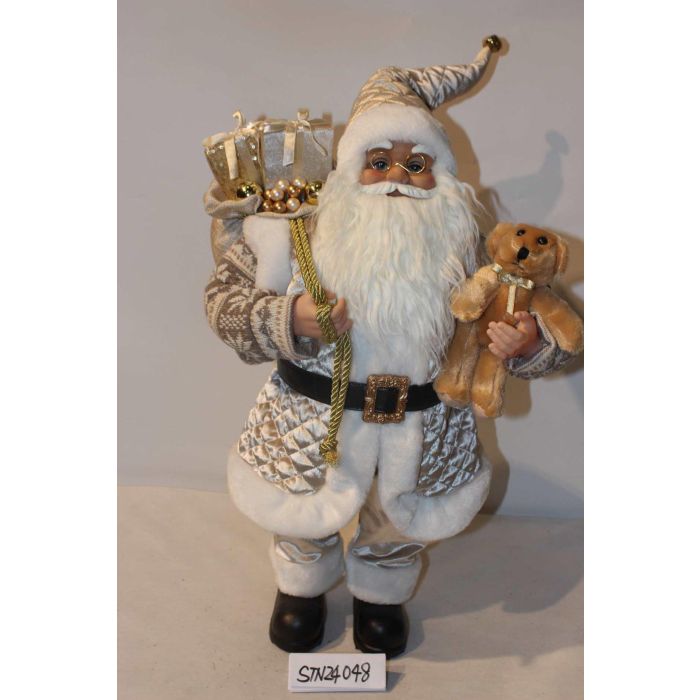 DKD Home Decor Figura de Navidad Moderna Champan Gris, Fabricada en Poliester, PVC y Madera, 45x34x80 cm 1