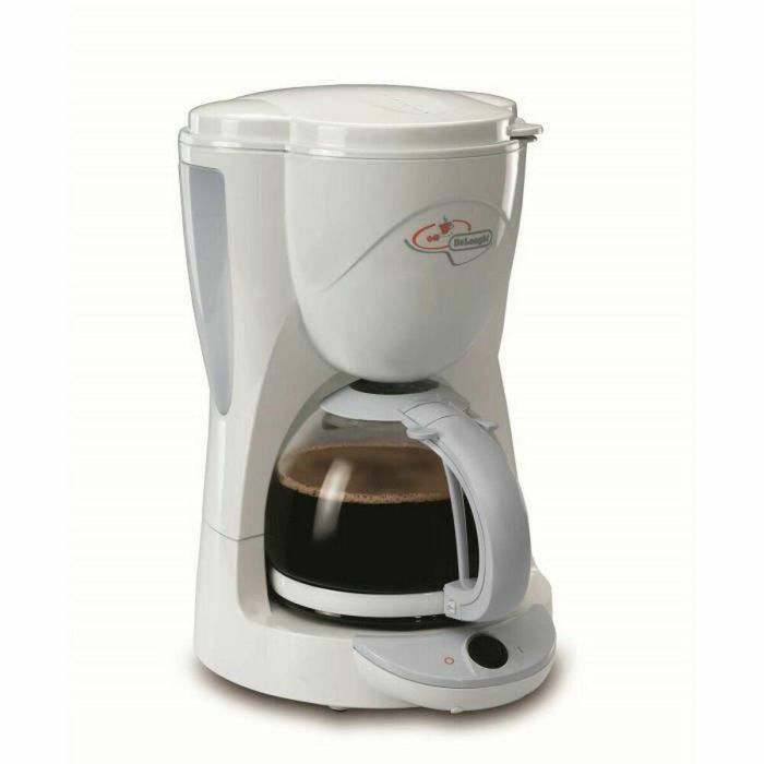 De'Longhi ICM2.1 Cafetera de Filtro de 10 Tazas 1000W con Jarra de Vidrio y Nivel de Agua Visible, Blanca