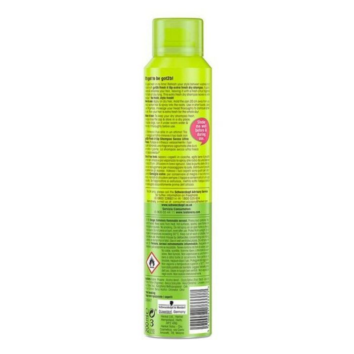 Schwarzkopf Got2b Champú Seco Extra Fresh 200 ml 1 Schwarzkopf Got2b Champú Seco Extra Fresh 200 ml 1