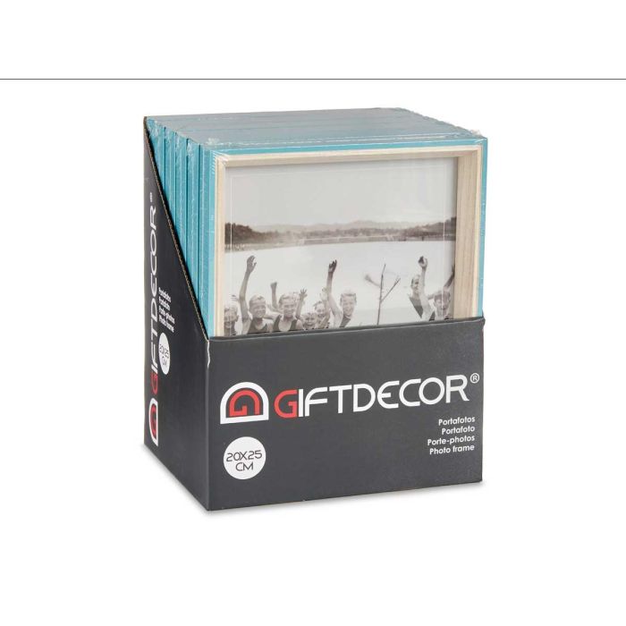 Giftdecor Portafotos Madera 20x25 cm Azul y Natural con Marco de Madera MDF y Cristal (Set de 24) 2