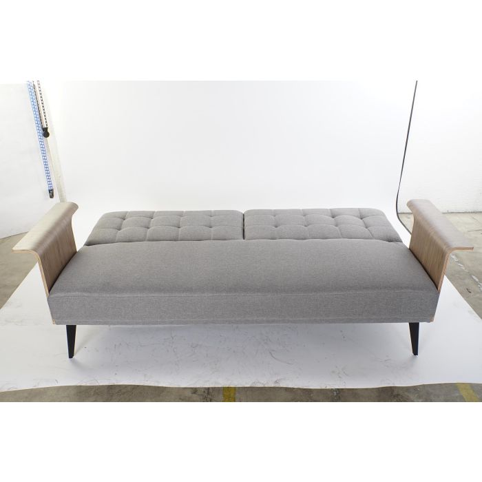 DKD Home Decor Sofa Cama Urban Gris, Marrón y Negro Poliéster Eucalipto Metal Desmontable - 203x87x81cm - Altura Asiento 41cm 5 DKD Home Decor Sofa Cama Urban Gris, Marrón y Negro Poliéster Eucalipto Metal Desmontable - 203x87x81cm - Altura Asiento 41cm 5