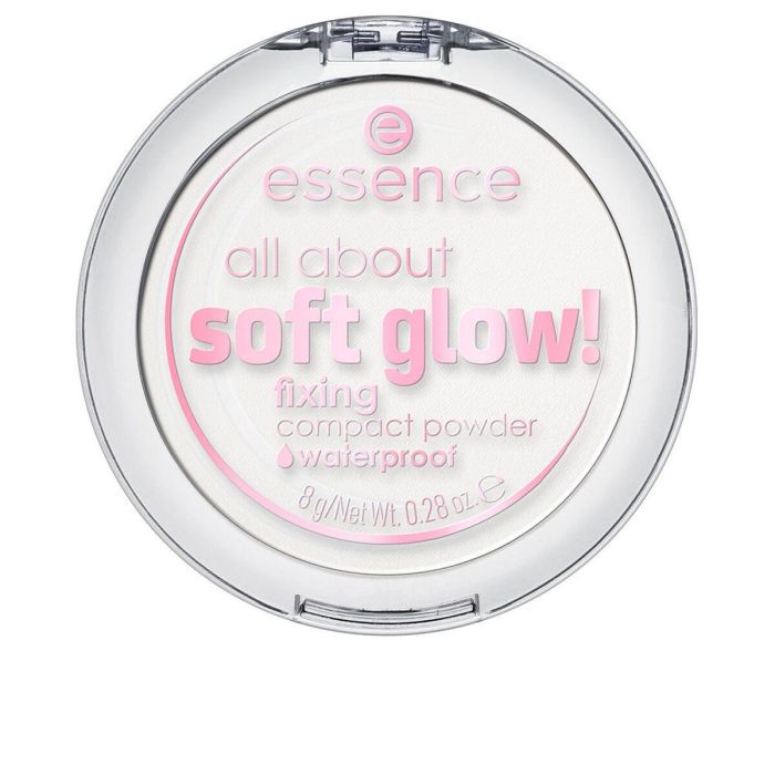 Essence ALL ABOUT SOFT GLOW! Polvo Compacto Resistente al Agua con Acabado Luminoso y Sedoso, 8 gr