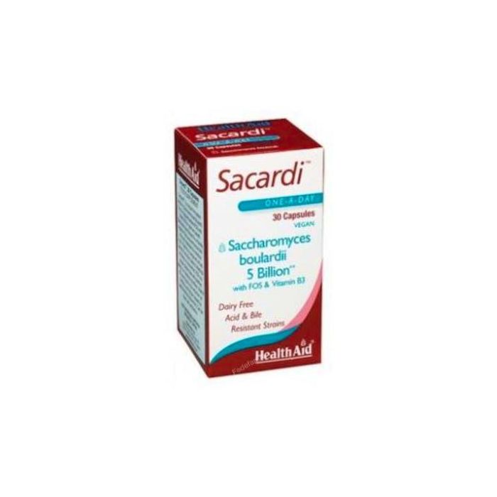 HEALTH AID Sacardi Saccharomyces Boulardii 30 Vcaps. para Control y Prevención Alteraciones Digestivas e Infecciones