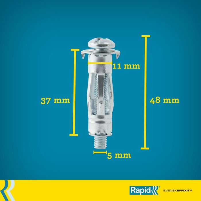 Rapid 5001549 Tapones de Expansión Metálicos Ø11x37 Tornillo M5x48 Paquete de 10 uds 5 Rapid 5001549 Tapones de Expansión Metálicos Ø11x37 Tornillo M5x48 Paquete de 10 uds 5