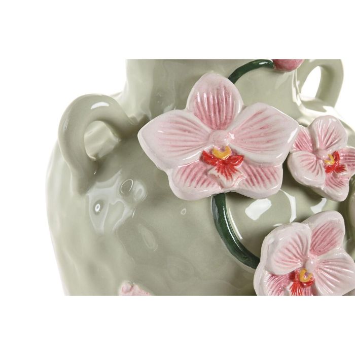 DKD Home Decor Jarrón Oriental Rosa Verde Cerámica 15 x 20 x 15 cm 3