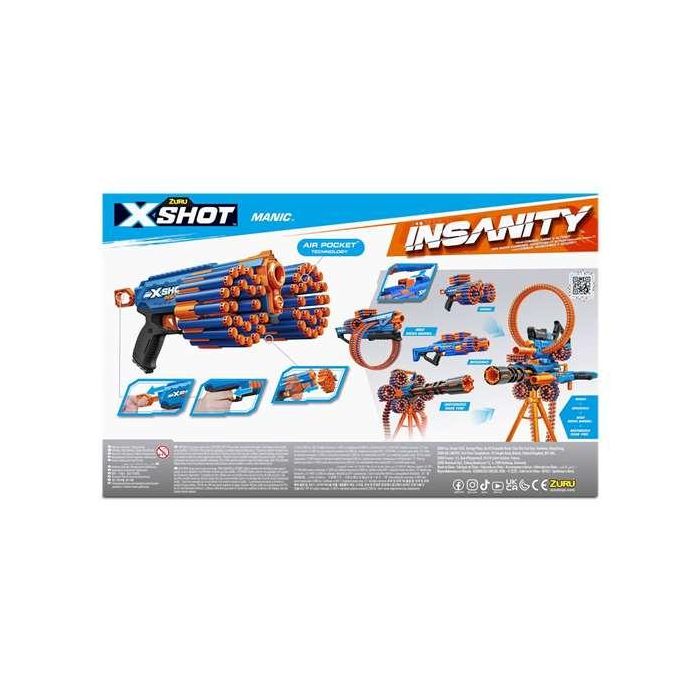 X-Shot Insanity Manic Blaster, Pistola de Juguete con 24 Dardos Tecnología Air Pocket, Almacenamiento Modular, Edad +8 Años 4 X-Shot Insanity Manic Blaster, Pistola de Juguete con 24 Dardos Tecnología Air Pocket, Almacenamiento Modular, Edad +8 Años 4