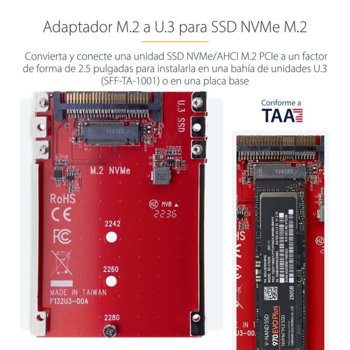 Startech 1M25 - U3 - M2 - Adapter M.2 a U.3 para SSD NVMe 2.5 pulgadas PCIe 4.0 - Compatible con 2242, 2260, 2280 9 Startech 1M25 - U3 - M2 - Adapter M.2 a U.3 para SSD NVMe 2.5 pulgadas PCIe 4.0 - Compatible con 2242, 2260, 2280 9