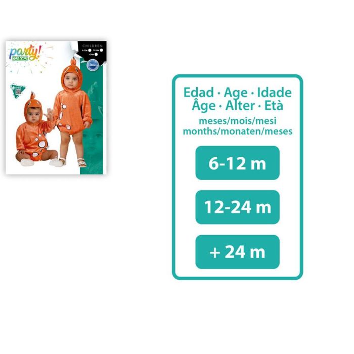 Disfraz Pez Naranja Con Aleta Y Ojos 6-12 Meses Bebé Unisex 2