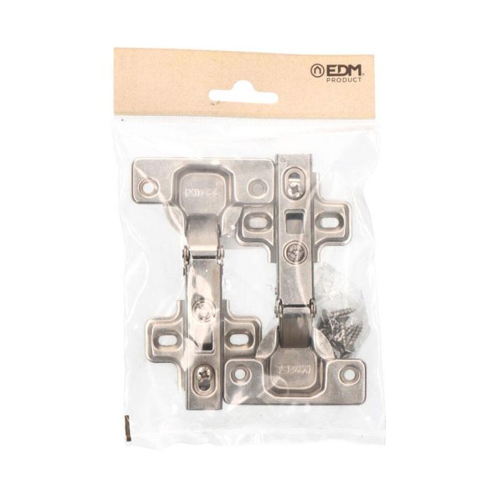 Edm Bisagra Cazoleta Clip Recta BC03 35mm Zincado Acero con Base y Tornillos Incluidos 1