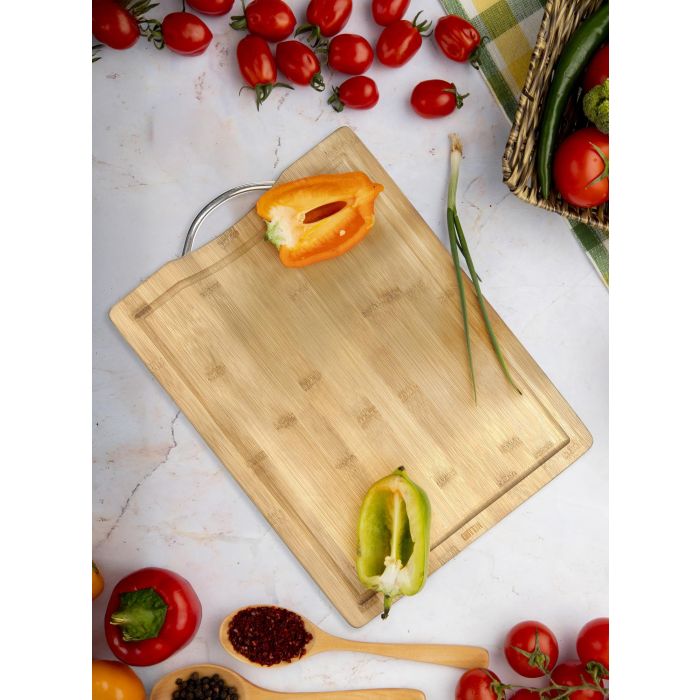 Quttin Tabla de Cortar de Bambú con Asa 39.5 x 30 x 1.5 cm (6 Unidades) 2