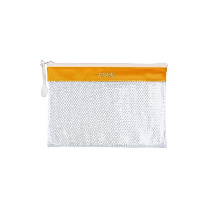 Dosier Sobre Dohe Cremallera A5 Pvc Blanco/Amarillo (Set de 12)
