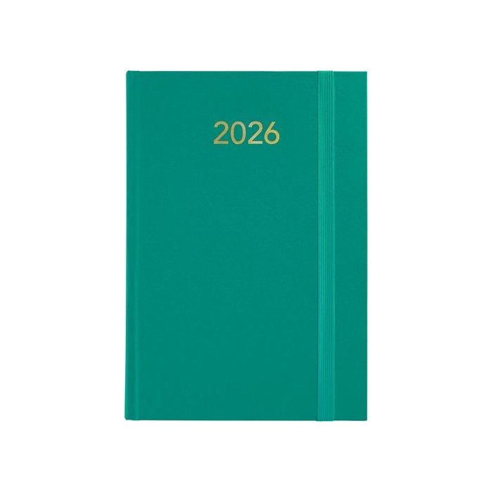 Agenda Anual (2026) Grafoplas Florencia Cosida Tapa Acolchada Con Goma A5 210X145 D/P Verde