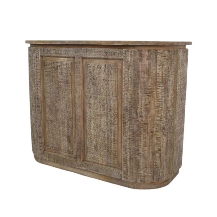 DKD Home Decor Mueble Bar Alpino Marrón de Madera Mango con 2 Cajones y 4 Estanterías 54x146x110 cm