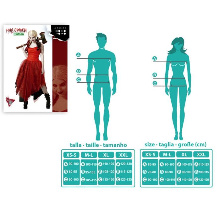 Disfraz Arlequin Rojo Vestido Mujer Adulto XL 3 Disfraz Arlequin Rojo Vestido Mujer Adulto XL 3