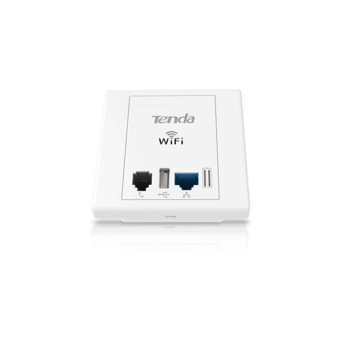 ADAPTADOR DE ENCHUFE TENDA W6 - VALIDO PARA PARED - WIFI N 300MBPS - 2XPUERTOS DE RED - 1XUSB 2.0 (CARGA) - 1XRJ11 - INCLUYE CAJA PARA EMPOTRAR 3