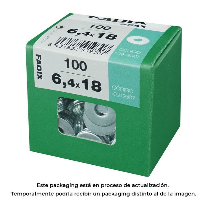 Fadix Arandela Plana Ancha Cinc 6,4x18mm Caja 100 Unidades