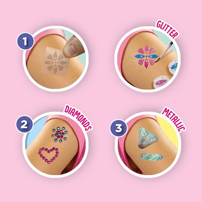 Ses Creative SES8710341141554 Tatuajes Glamorosos 3 en 1 Multicolor y Blanco para Niños 3