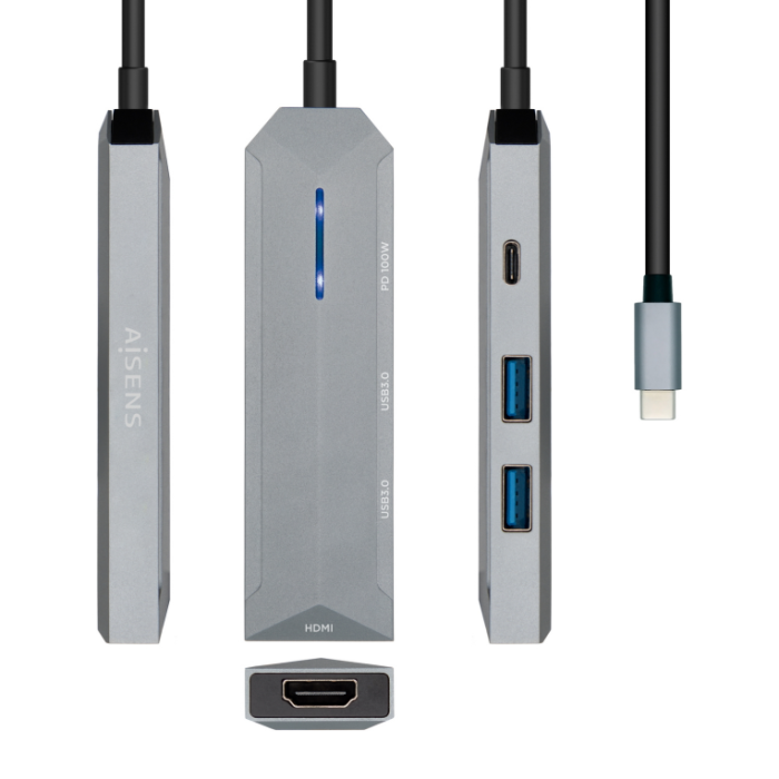 Aisens Dock Station 4 En 1 Usb-C A 1Xhdmi, 2Xusb, 1Xpd, Gris Aisens Dock Station 4 En 1 Usb-C A 1Xhdmi, 2Xusb, 1Xpd, Gris