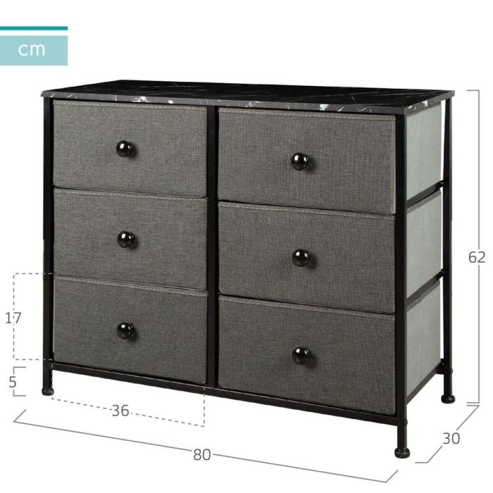Cómoda Max Home Gris Mármol 80 x 62 x 30 cm 3 Cómoda Max Home Gris Mármol 80 x 62 x 30 cm 3