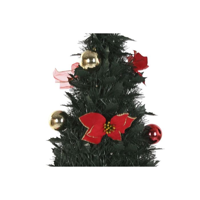 DKD Home Decor Árbol de Navidad Tradicional con Luces LED, de 150 cm de Altura, Colores Rojo y Verde, Plegable y Desmontable, de PVC 4