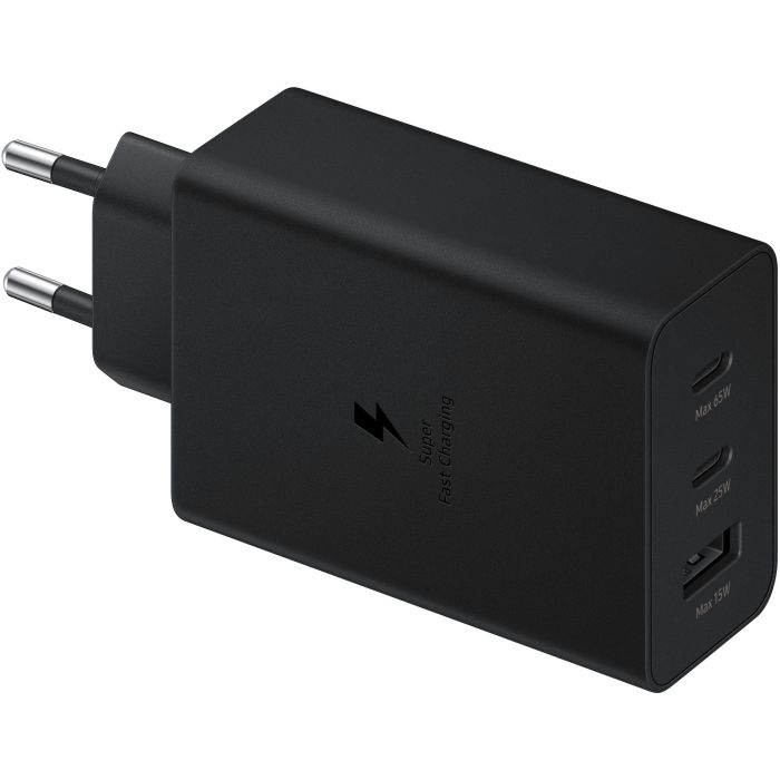 Samsung EP-T6530 Cargador de Pared Negro con 2 Puertos USB-C para Smartphone, Tableta, Portátil, Auriculares y Smartwatch