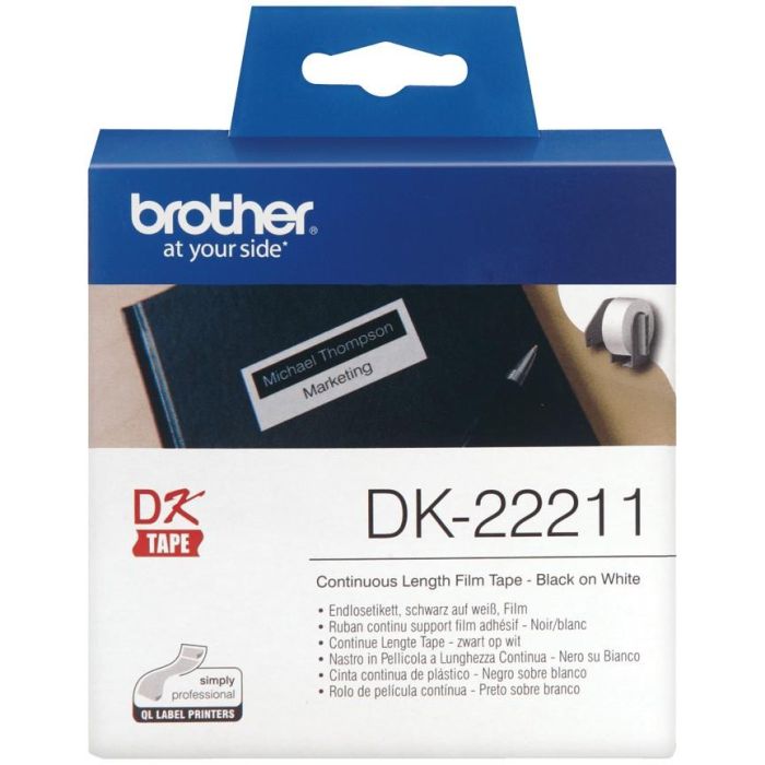 Brother Cinta Adhesiva Continua de Película Plástica Blanca para Etiquetadoras, 29 mm x 15,24m 1 Brother Cinta Adhesiva Continua de Película Plástica Blanca para Etiquetadoras, 29 mm x 15,24m 1