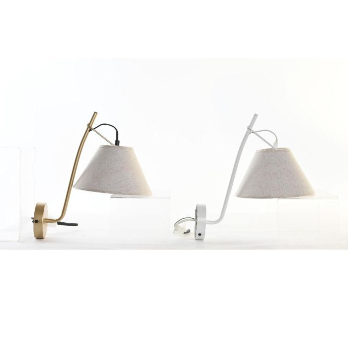 Lámpara de Pared DKD Home Decor Dorado Metal Lino Blanco 50 W Moderno (22 x 32 x 37 cm) (2 Unidades) Lámpara de Pared DKD Home Decor Dorado Metal Lino Blanco 50 W Moderno (22 x 32 x 37 cm) (2 Unidades)