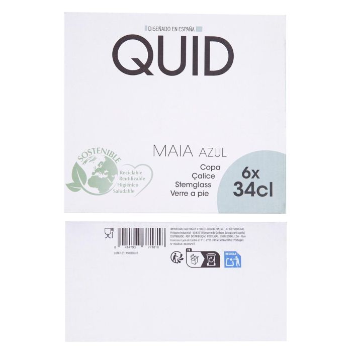 Quid Copa Vidrio Maia 34 cL Azul con Relieve 6 Quid Copa Vidrio Maia 34 cL Azul con Relieve 6