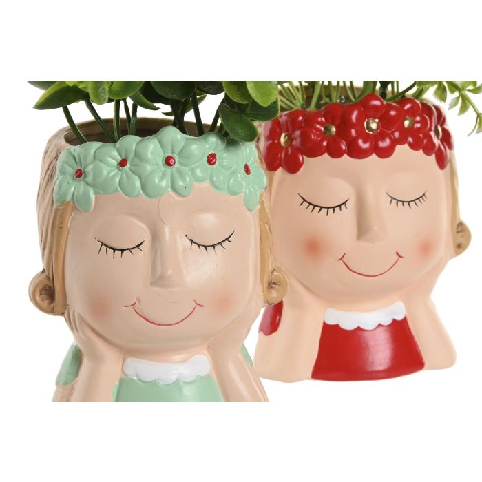 Planta Shabby DKD Home Decor Rojo Azul 8 x 18.5 x 9 cm (4 Unidades) 1