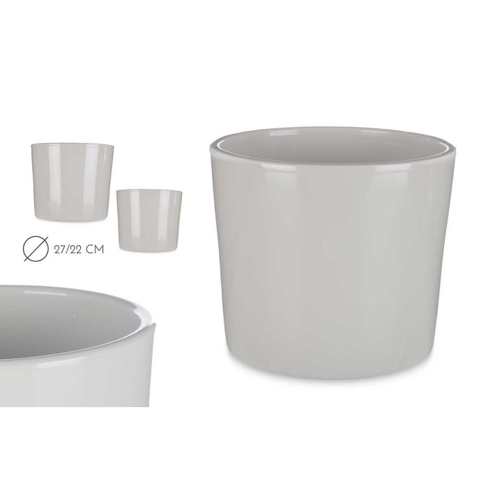 Ibergarden Set 2 Macetas Cerámica Cilindro Gris 22 cm y 27 cm Ibergarden Set 2 Macetas Cerámica Cilindro Gris 22 cm y 27 cm