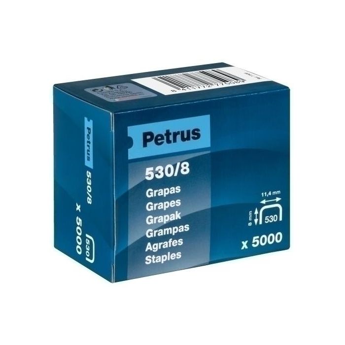 Grapas Petrus Clavadora 530/ 8 Mm. Cobreadas Caja De 5000
