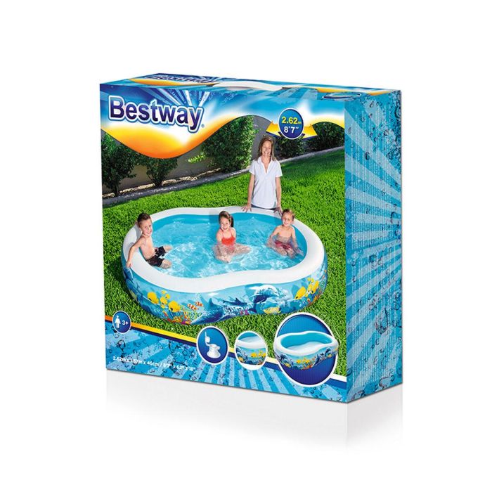 Bestway Piscina Hinchable 2 Camaras Fondo de Mar 262x157x46 cm +3 Años Jardin 54118