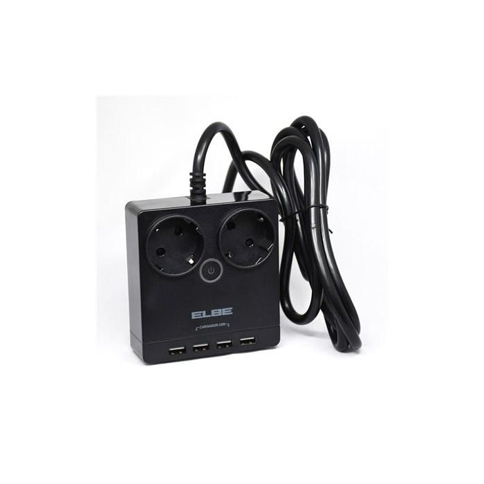 Elbe RE-001-UN Regleta 2 Tomas y 4 USB 3680W 1,8m con Protección Sobretensiones y Infantil 1 Elbe RE-001-UN Regleta 2 Tomas y 4 USB 3680W 1,8m con Protección Sobretensiones y Infantil 1