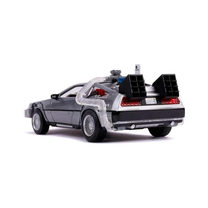 Coche de metal dlorean regreso al futuro ii con luz escala 1:24 30x15x11 cm 12