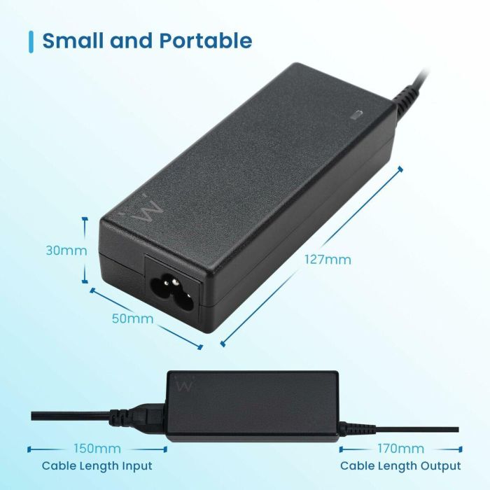 Ewent EW3982 Cargador USB-C Power Delivery 90W para Portátil hasta 15.6", Smartphone y Tablet - Cable 3.2m Negro 2