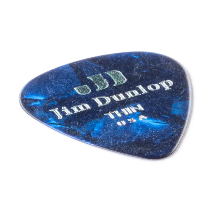 Dunlop Pack 12 Púas Genuine Celluloid Azul Perlado Thin 1