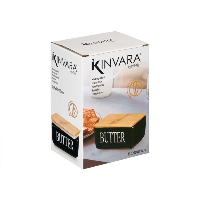 Mantequillera Negra Kinvara 16.4x8.2x10.1 cm Cerámica y Bambú (12 Unidades) 1 Mantequillera Negra Kinvara 16.4x8.2x10.1 cm Cerámica y Bambú (12 Unidades) 1
