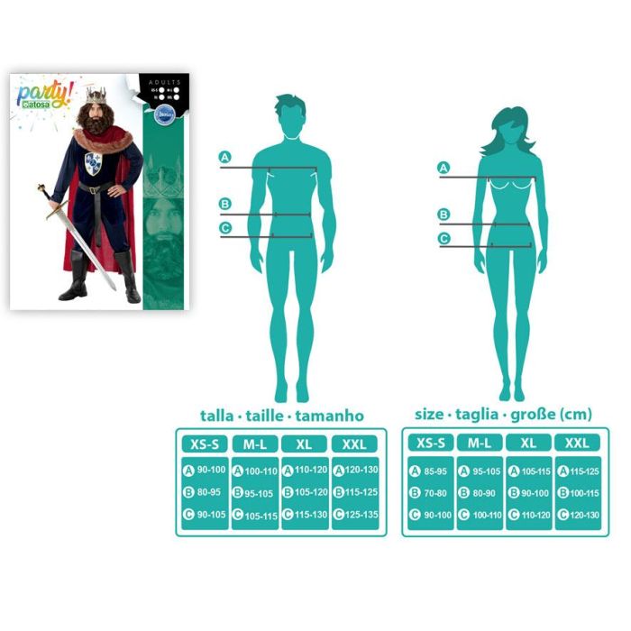 Disfraz Rey Medieval Azul Hombre Adulto XS-S 3 Disfraz Rey Medieval Azul Hombre Adulto XS-S 3