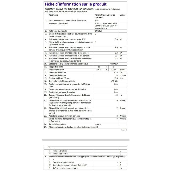 Monitor AOC 24P3CW Full HD 23,8" 25