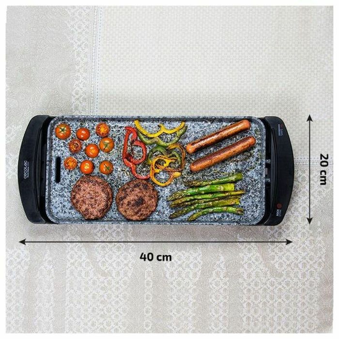 Cecotec Rock&Water 2000 Parrilla Eléctrica de Contacto RockStone 40x20 cm Antiadherente y Apta Lavavajillas 1