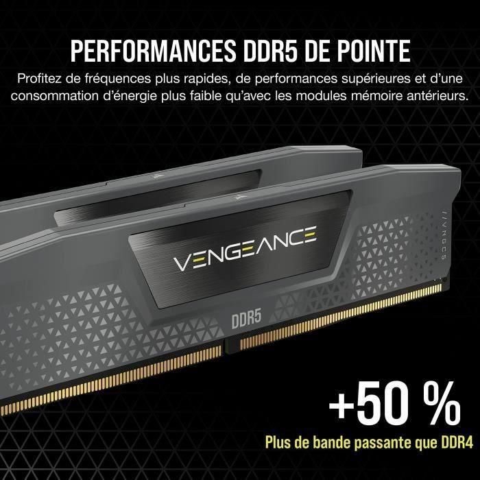 Corsair CMK64GX5M2B5600Z40 Memoria RAM Vengeance DDR5 64GB (2x32GB) 5600MHz CL40 Compatible AMD EXPO iCUE Gris 2
